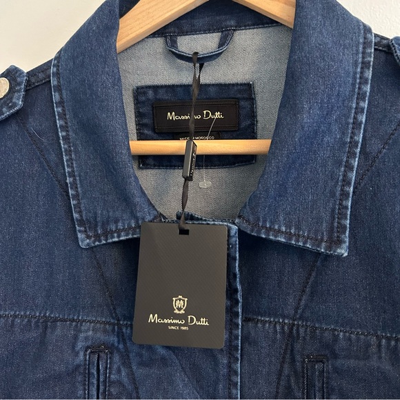 NWT Massimo Dutti Dark Denim Long Jacket - Picture 2 of 14